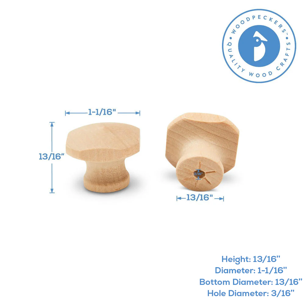 1-1/16" Wooden Square Knob - Image 5