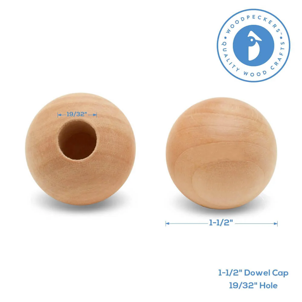 1-1/2" Dowel Cap, 1/2" Hole - Image 4