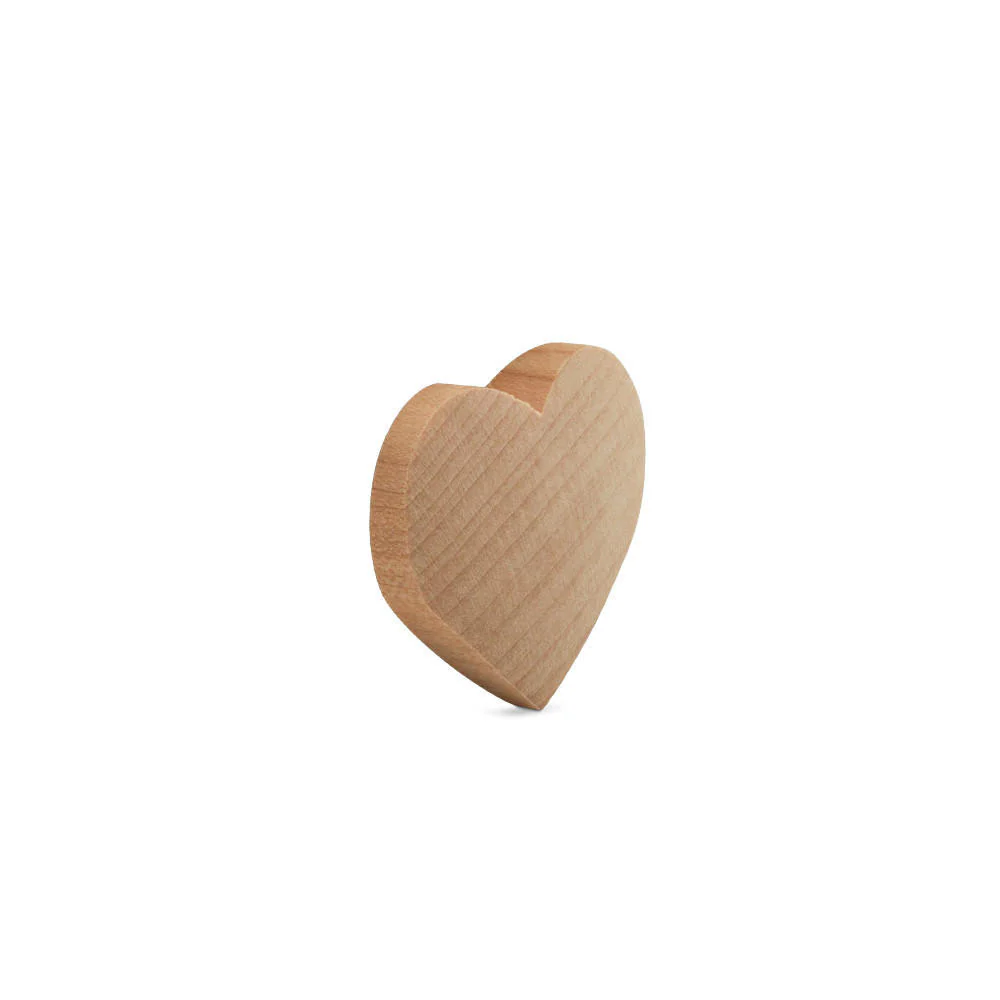 1-1/2" Puffy Wood Heart Cutout, 1/4" Thick - Image 2