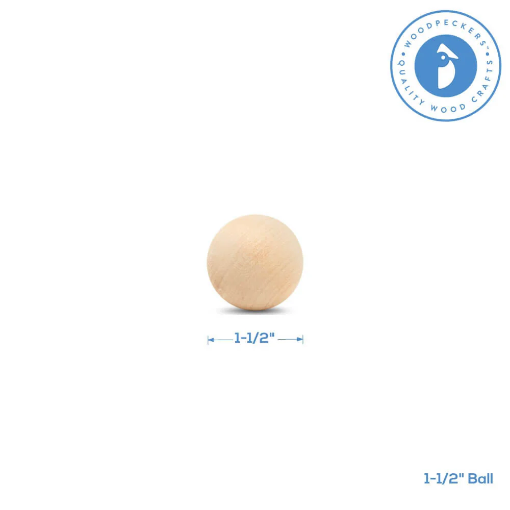 1-1/2" Round Wood Ball - Image 5