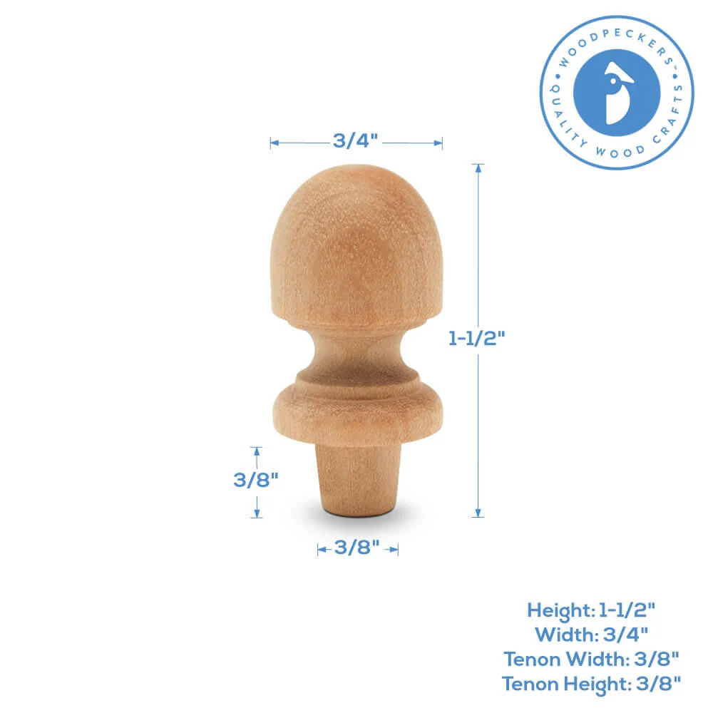 Domed Top 1-1/2" Wood Finial - Image 4