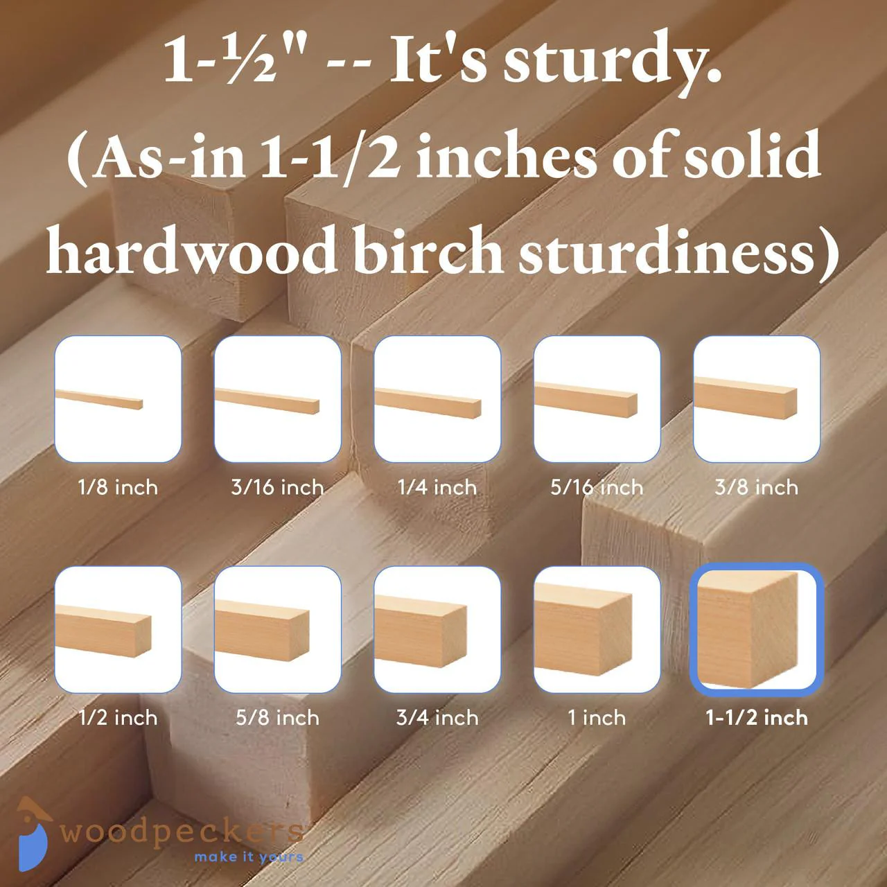1-1/2" x 36" Square Dowel - Image 6