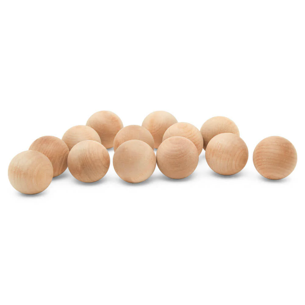 1-1/4" Round Wood Ball - Image 2