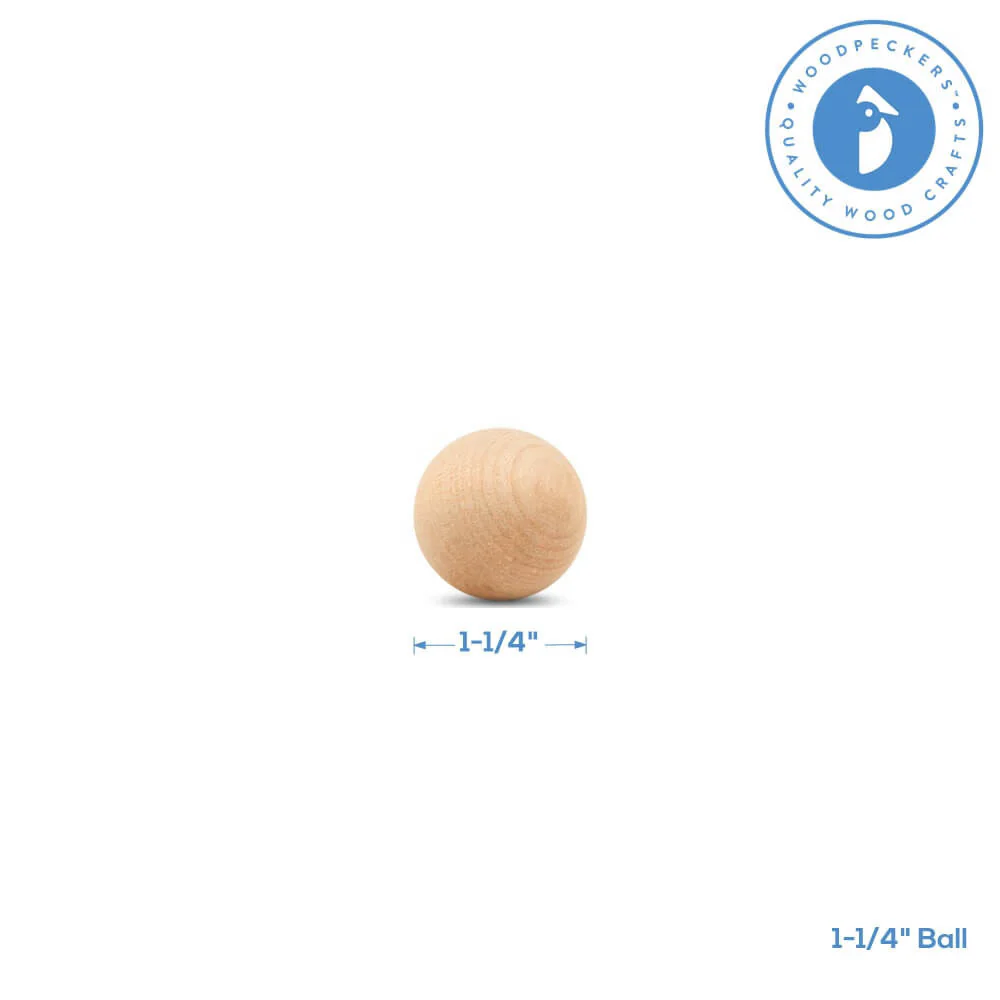 1-1/4" Round Wood Ball - Image 5