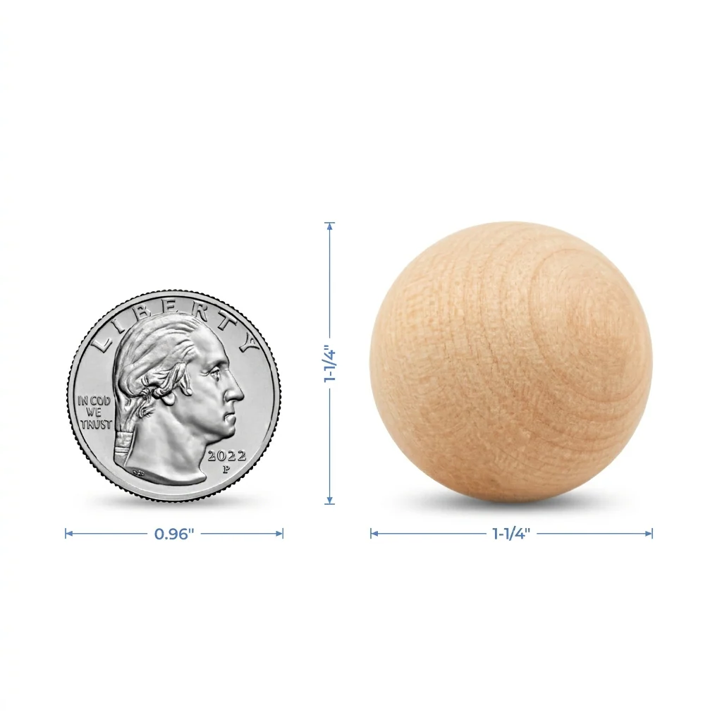 1-1/4" Round Wood Ball - Image 6