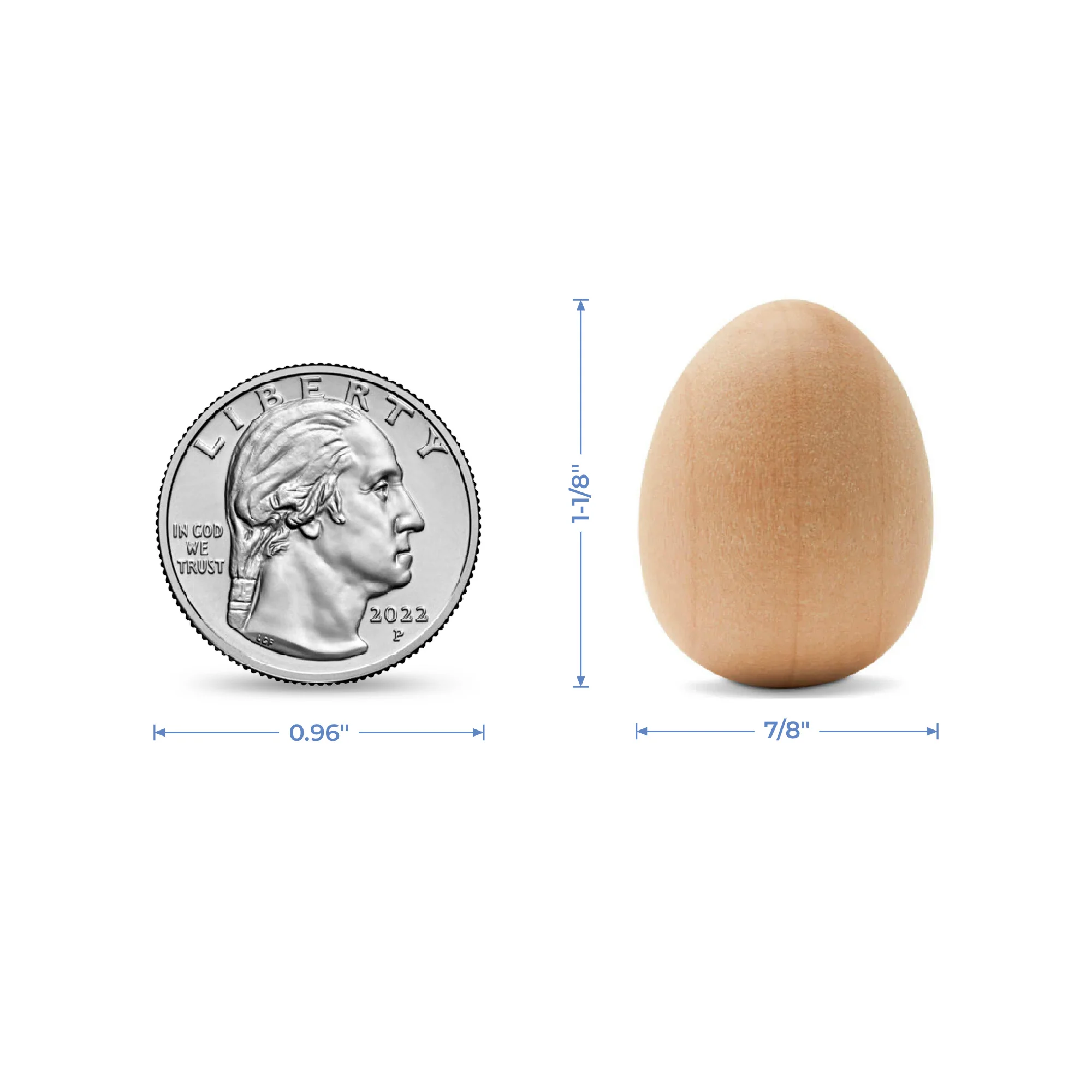 1-1/8" Unfinished Wooden Egg - Image 6