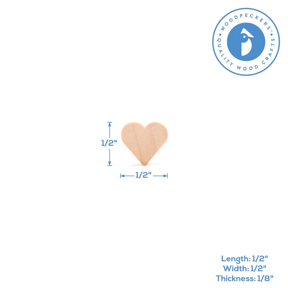 1/2" Miniature Wooden Heart Cutout, 1/8" thick - Image 4