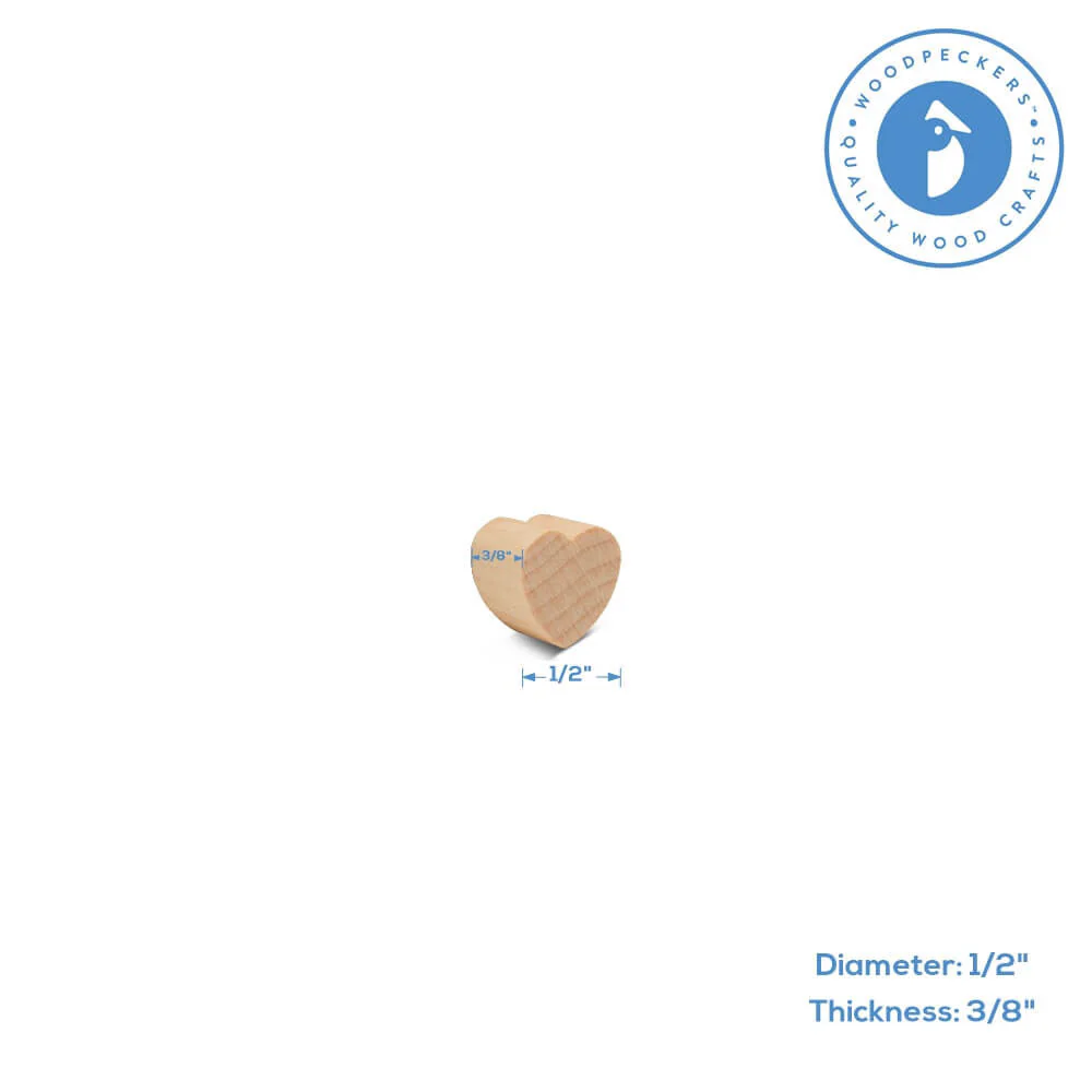 1/2" Miniature Wooden Heart Cutout, 3/8" thick - Image 6