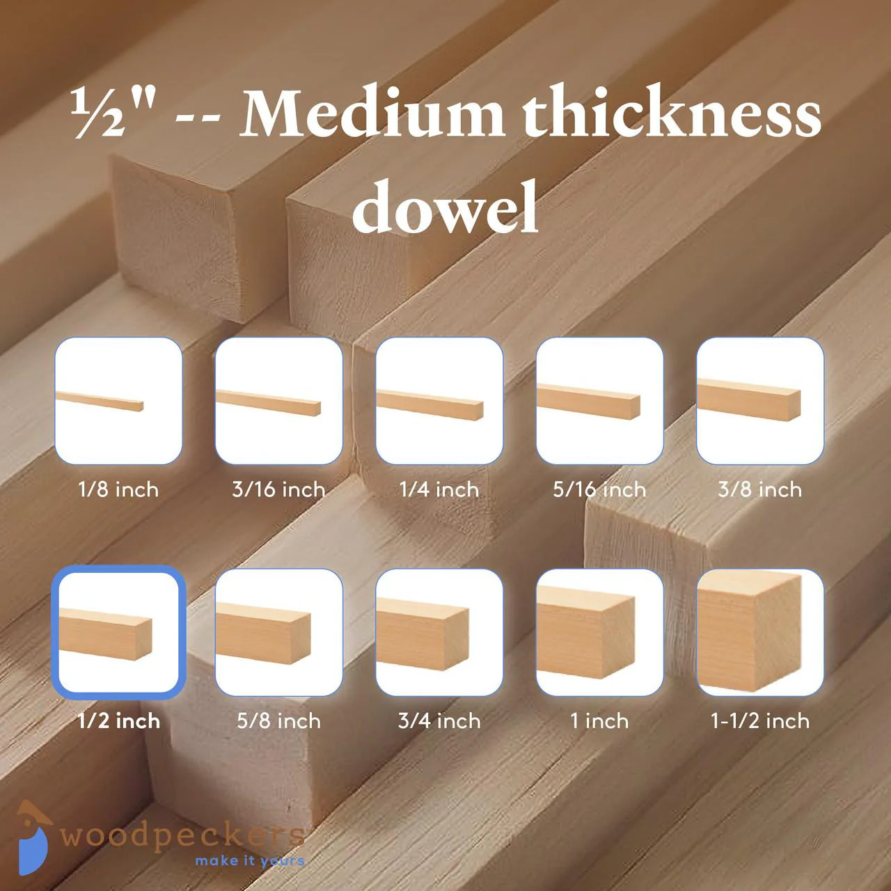 1/2" x 12" Square Dowel - Image 8