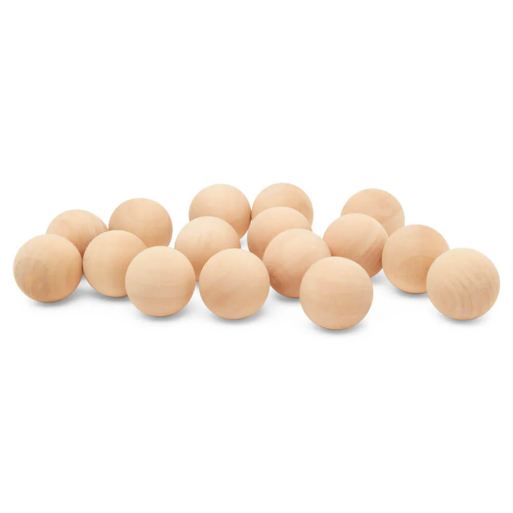 1" Round Wood Ball - Image 2