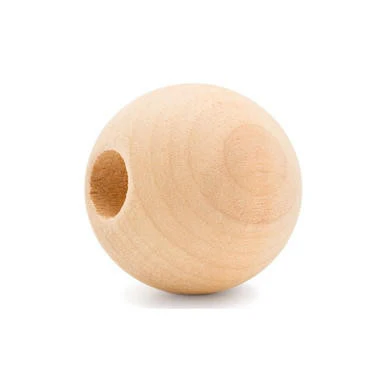1" Round Wooden Ball Bead, 3/8" Hole