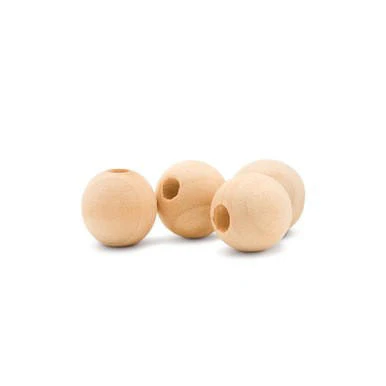 1" Round Wooden Ball Bead, 3/8" Hole - Image 2