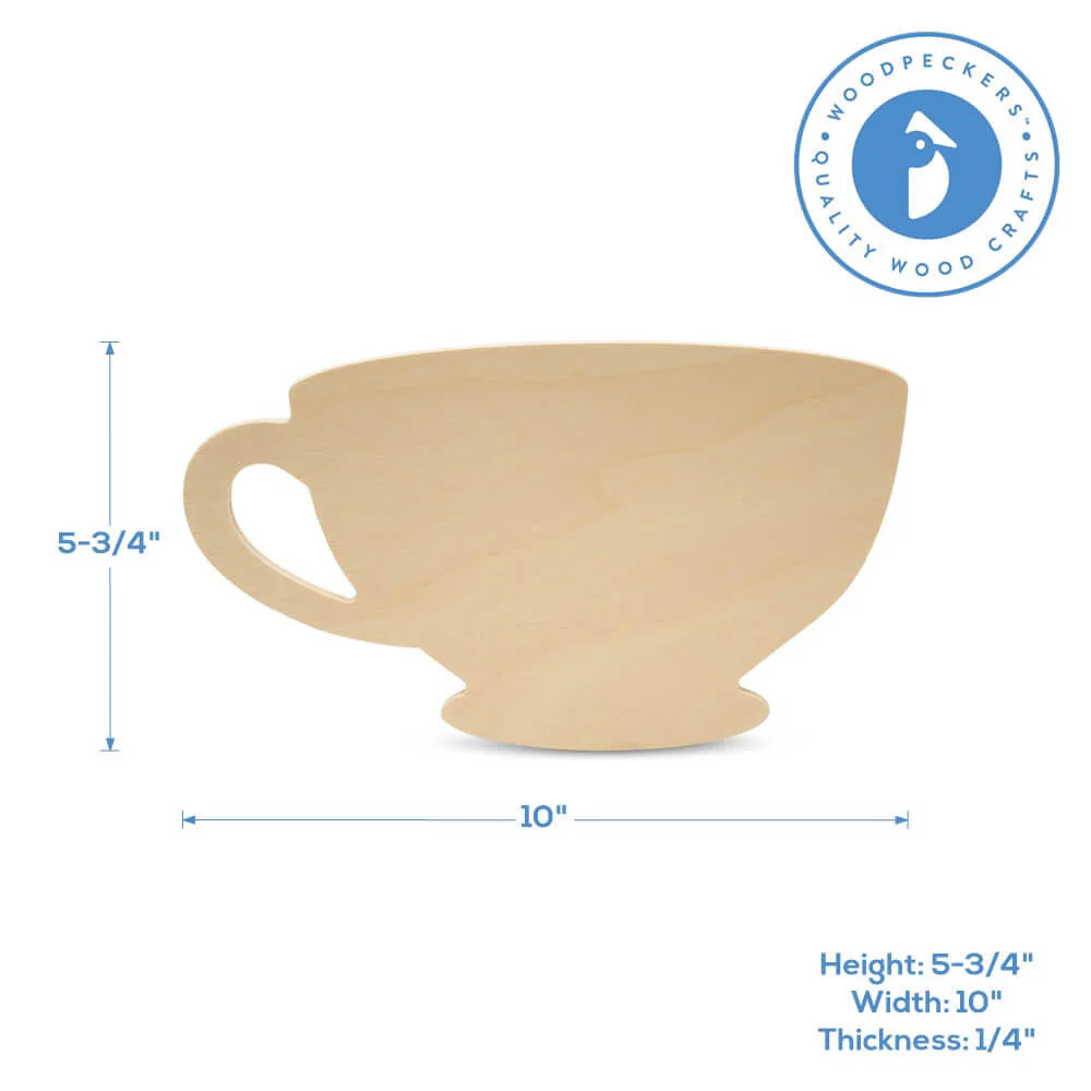 12" Wood Tea Cup Cutout, 12" x 7" x 1/4" - Image 5