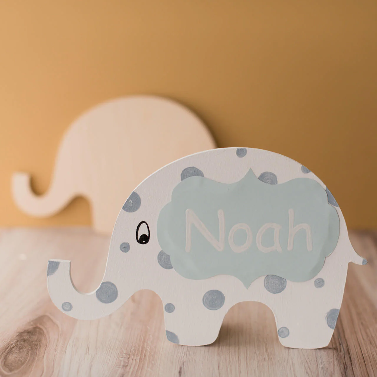 12" Wood Baby Elephant Cutout, 12" x 7.75" x 1/4" - Image 2