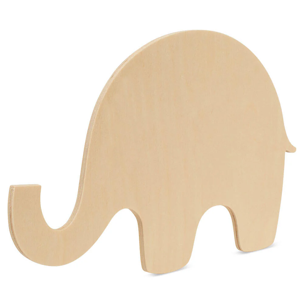 12" Wood Baby Elephant Cutout, 12" x 7.75" x 1/4" - Image 3