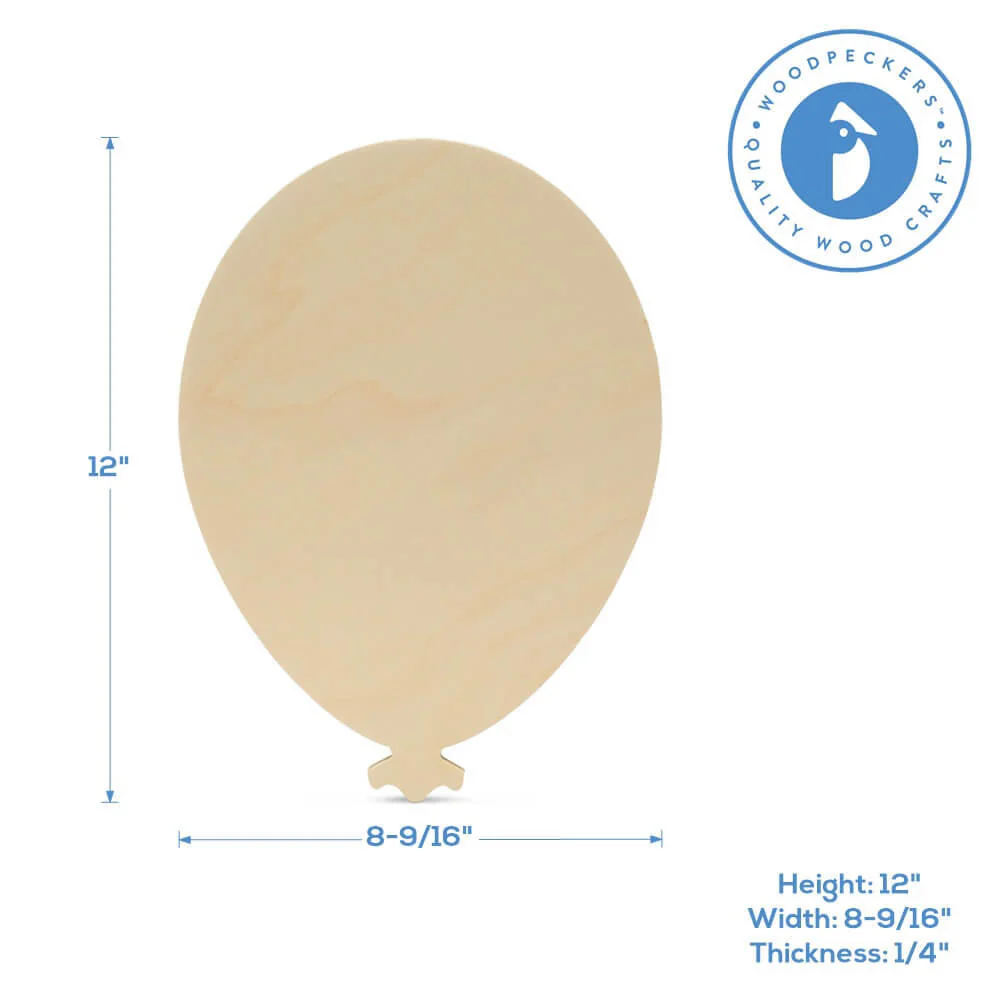 12" Wood Balloon Cutout, 12" x 8.5" x 1/4" - Image 4