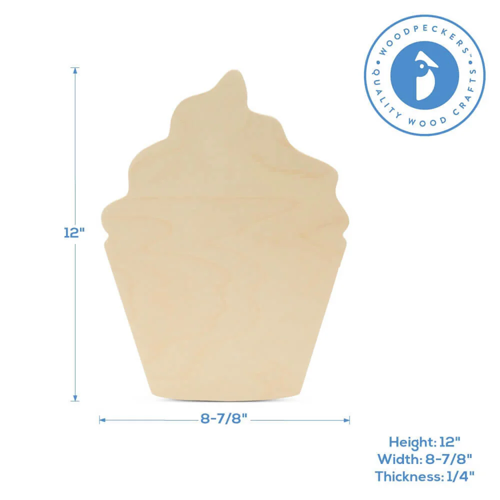 12" Wood Cupcake Cutout, 12" x 8" x 1/4" - Image 4