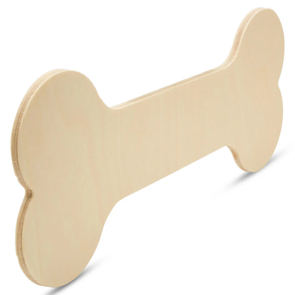 12" Wood Dog Bone Cutout, 12" x 4-3/8" x 1/4" - Image 2