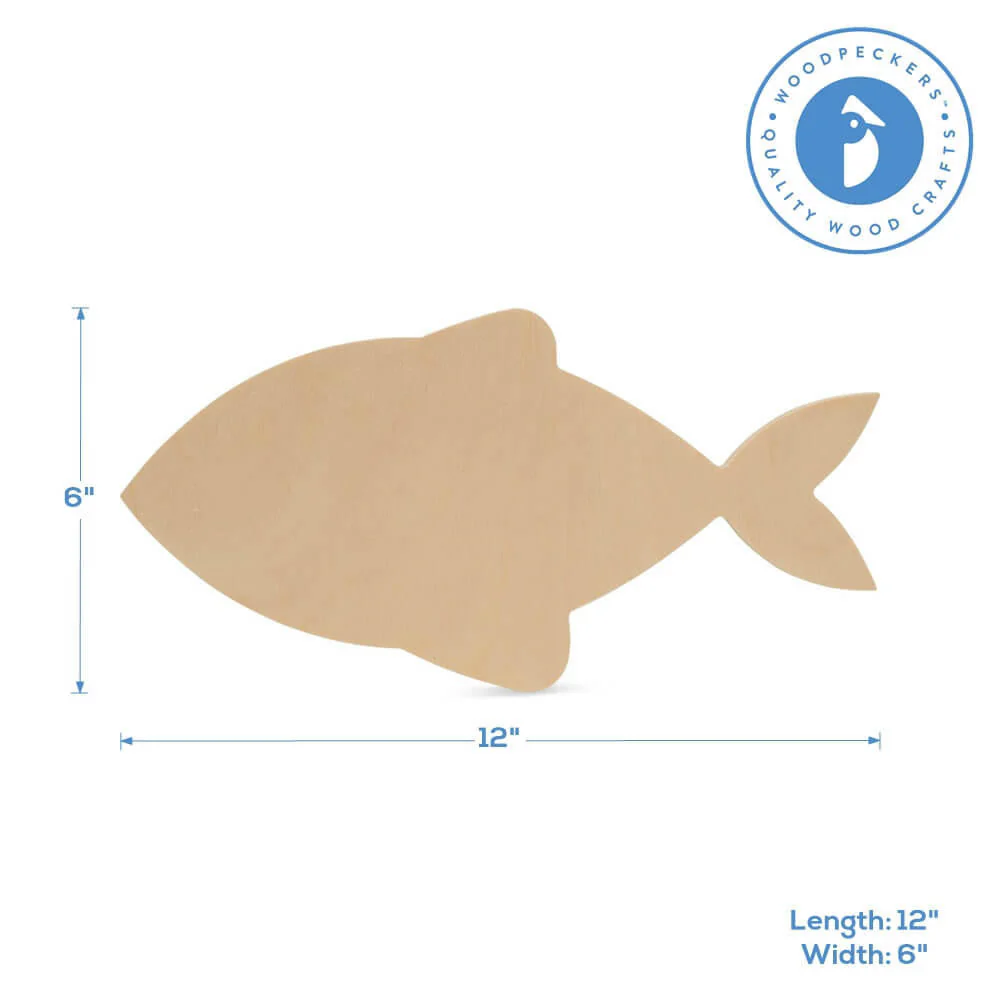 12" Wood Fish Cutout, 12" x 6" x 1/4" - Image 3