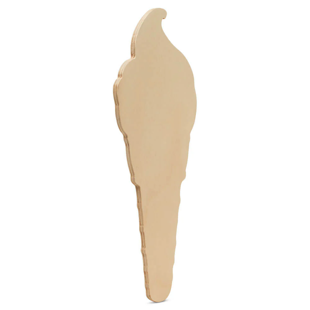 12" Wood Ice Cream Cone Cutout, 12" x 5.8" x 1/4" - Image 3