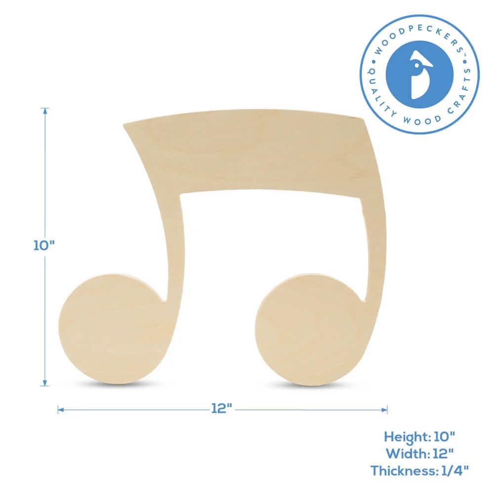 12" Wood Musical Notes Cutout, 12" x 10" x 1/4" - Image 3