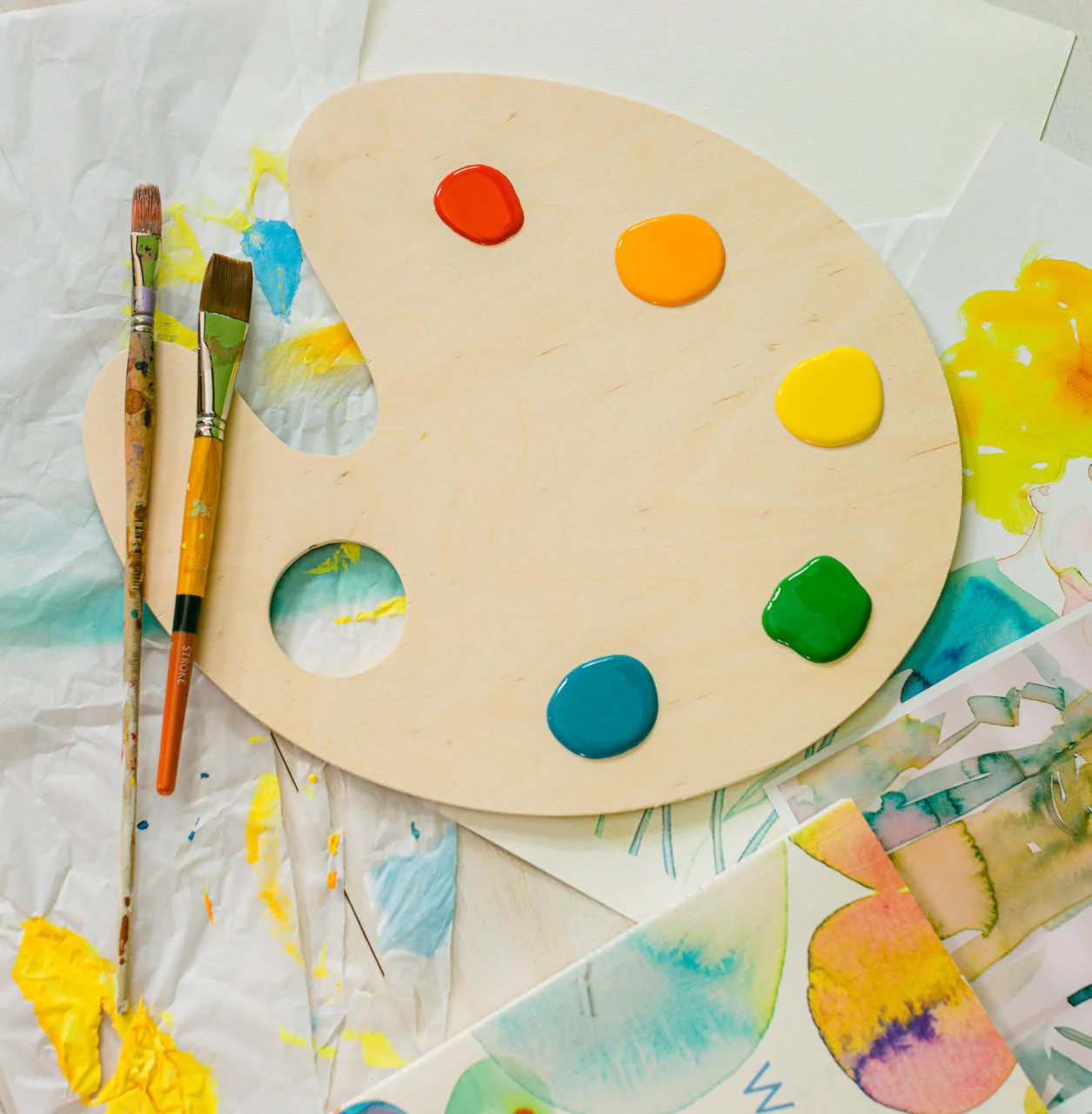 12" Wood Paint Palette Cutout, 12" x 12-1/4" x 1/4" - Image 2
