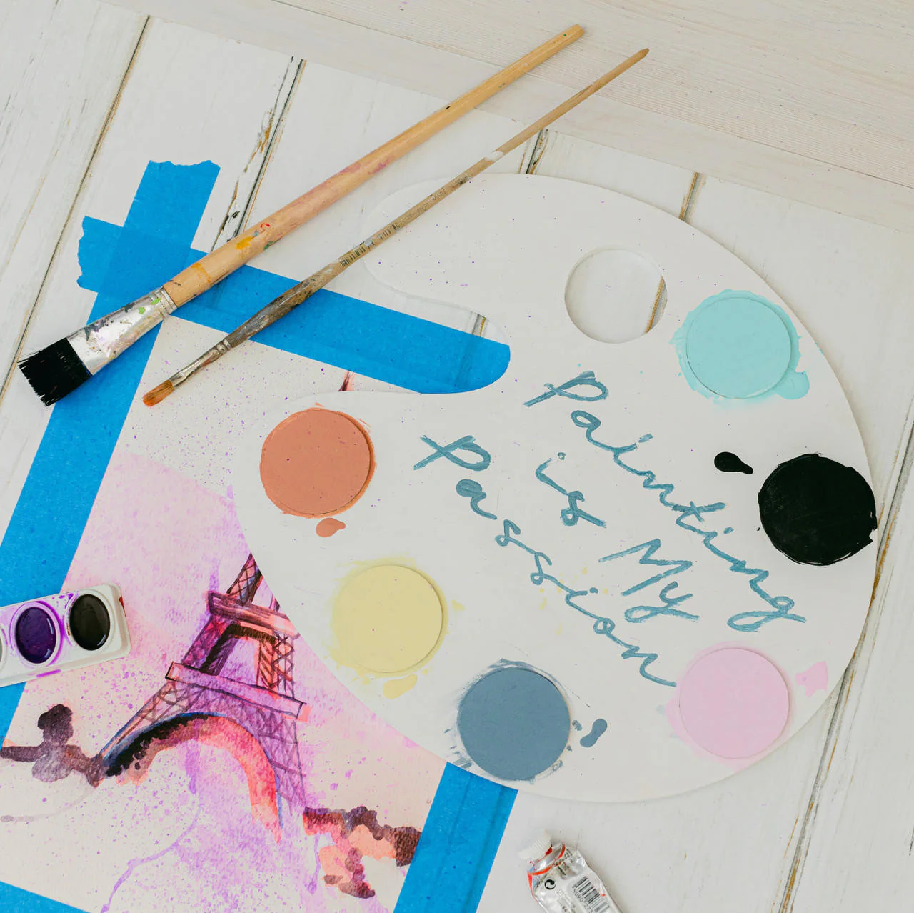 12" Wood Paint Palette Cutout, 12" x 12-1/4" x 1/4" - Image 3