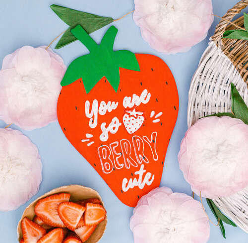 12" Wood Strawberry Cutout, 12" x 7.5" x 1/4" - Image 2