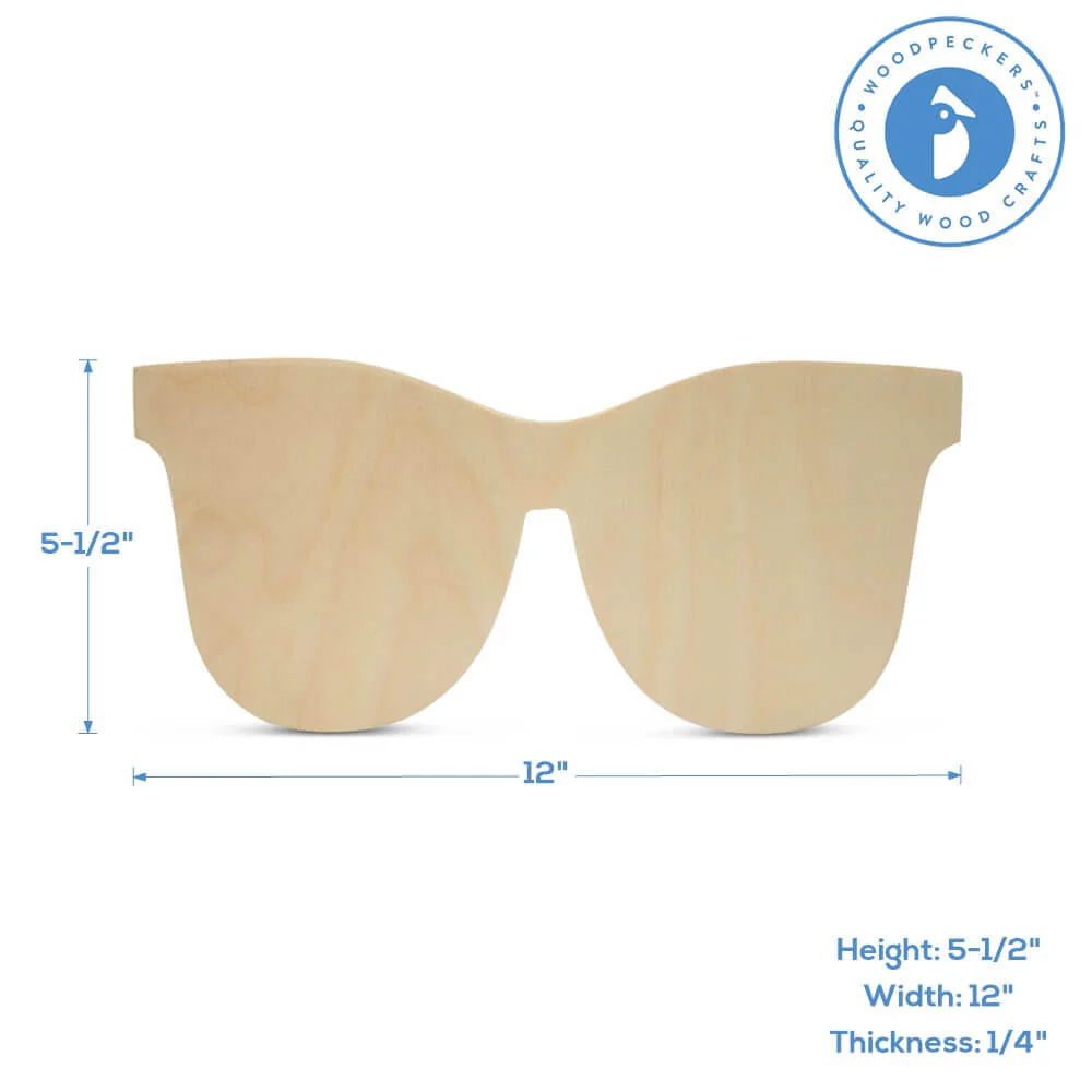 12" Wood Sunglasses Cutout, 12" x 5.4" x 1/4" - Image 4