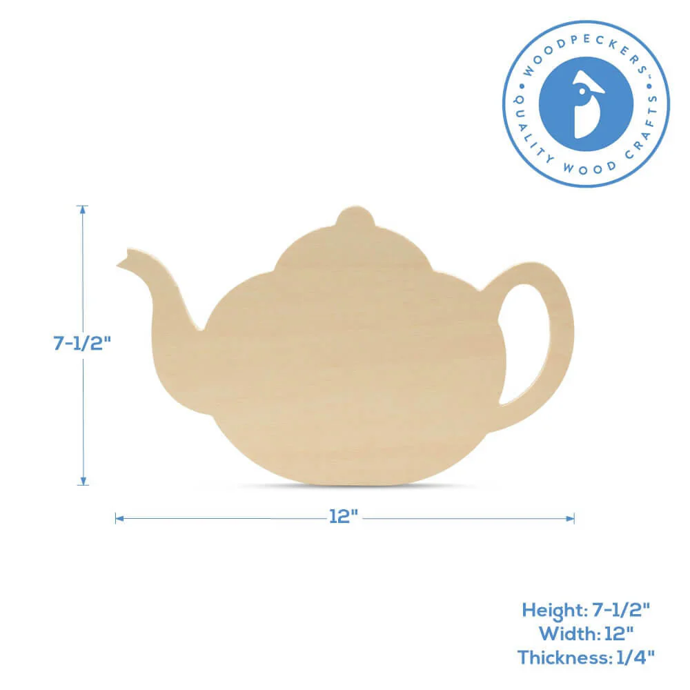 12" Wood Tea Kettle Cutout, 12" x 7.5" x 1/4" - Image 6
