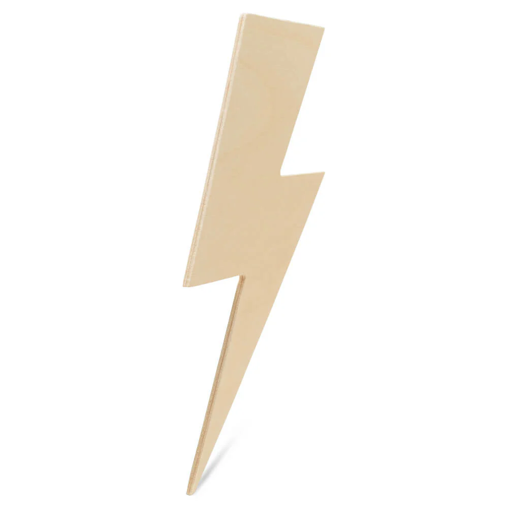 13" Wood Lightning Bolt Cutout, 13" x 7.5" x 1/4" - Image 2