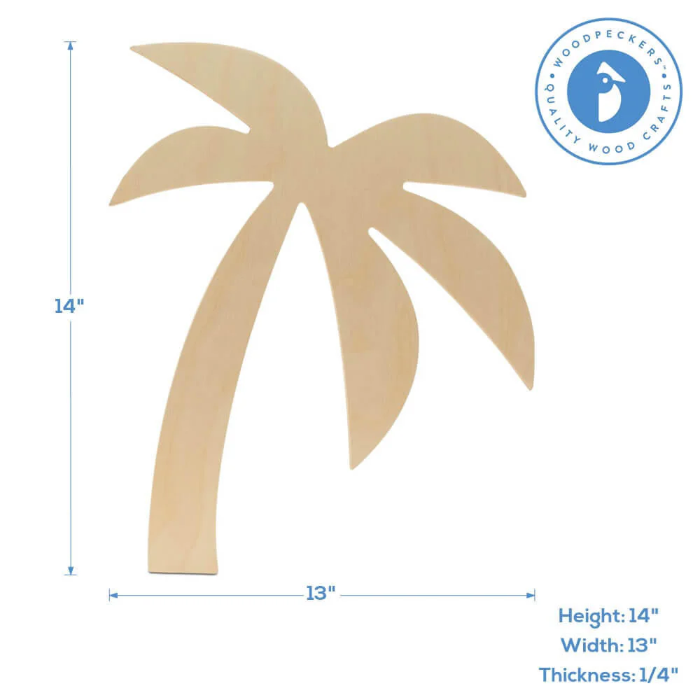 14" Wood Palm Tree Cutout - Image 5