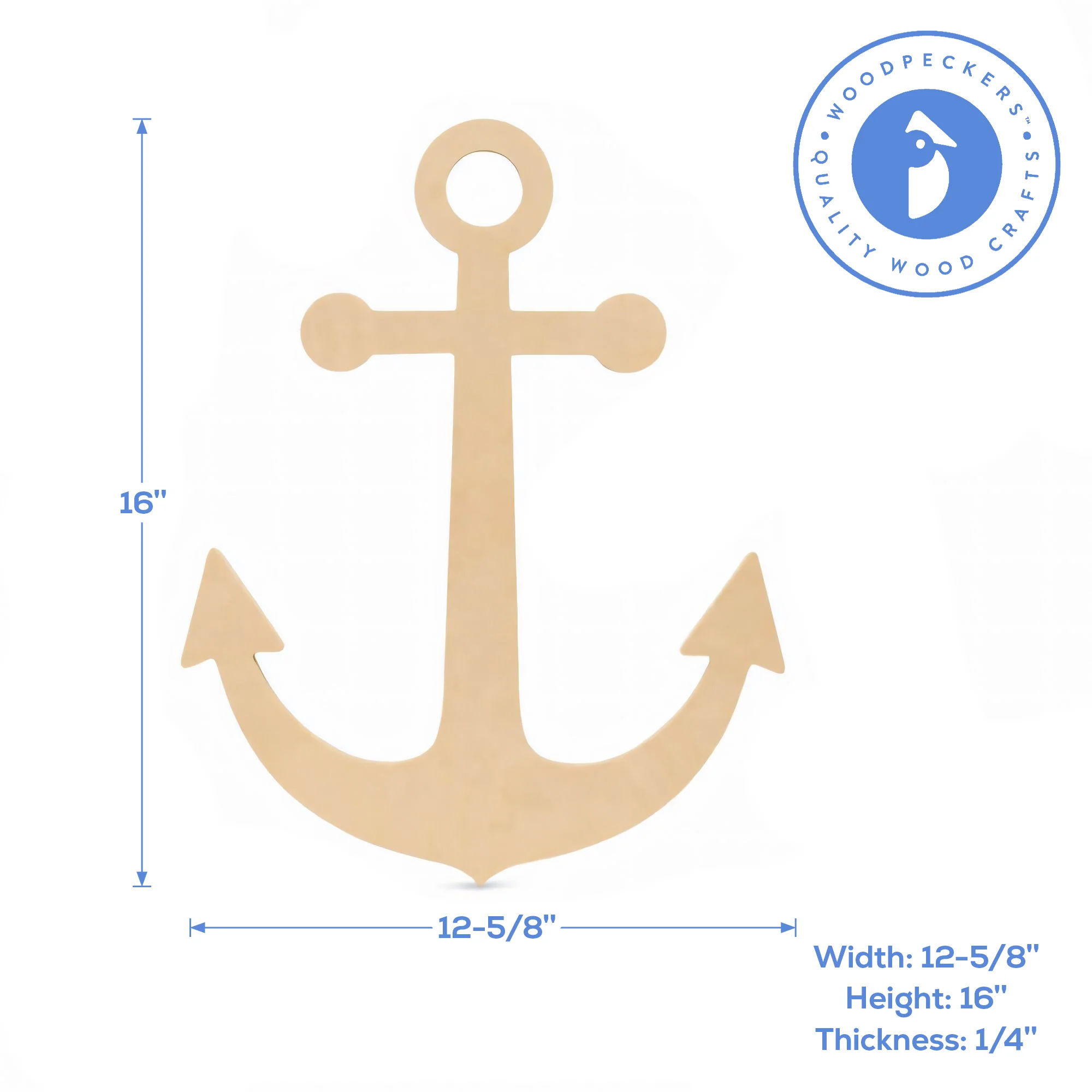 16" Wood Anchor Cutout, 16" x 12.5" x 1/4" - Image 4