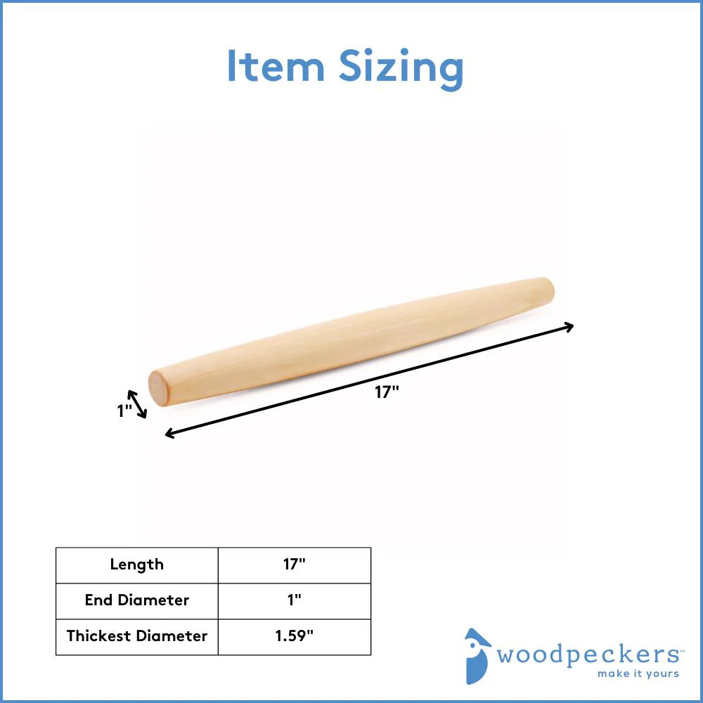 17" Unfinished Wooden Rolling Pin - Image 4