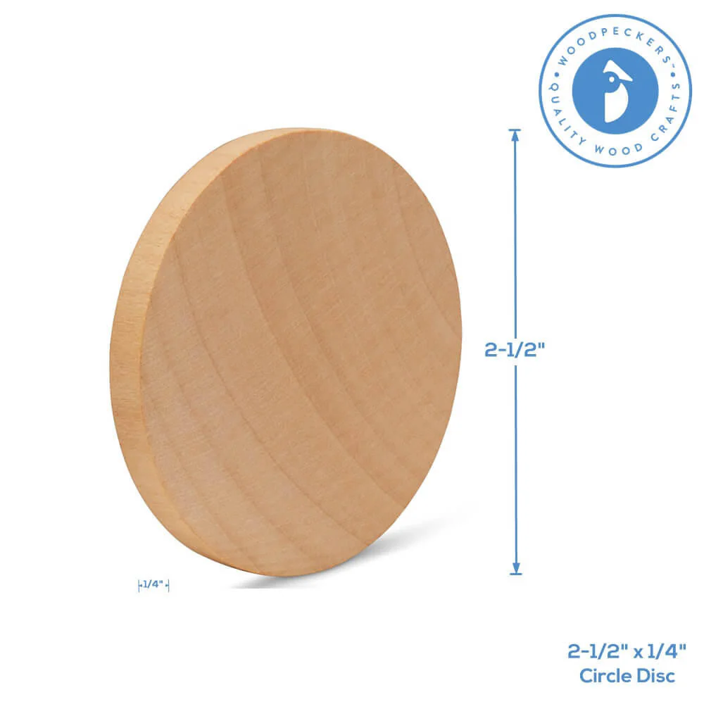 2-1/2" Wooden Circle Cutout, 1/4" Thickness - Image 4