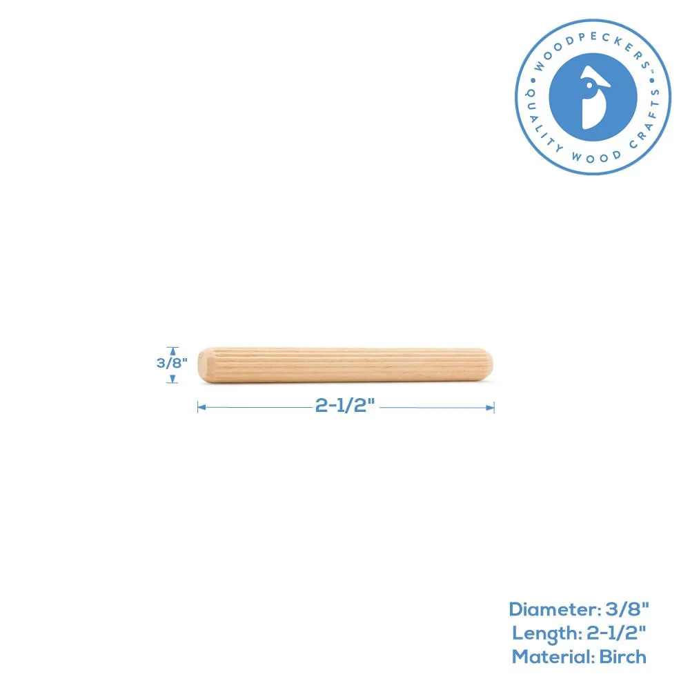 2-1/2" x 3/8" Fluted Dowel Pin - Image 2