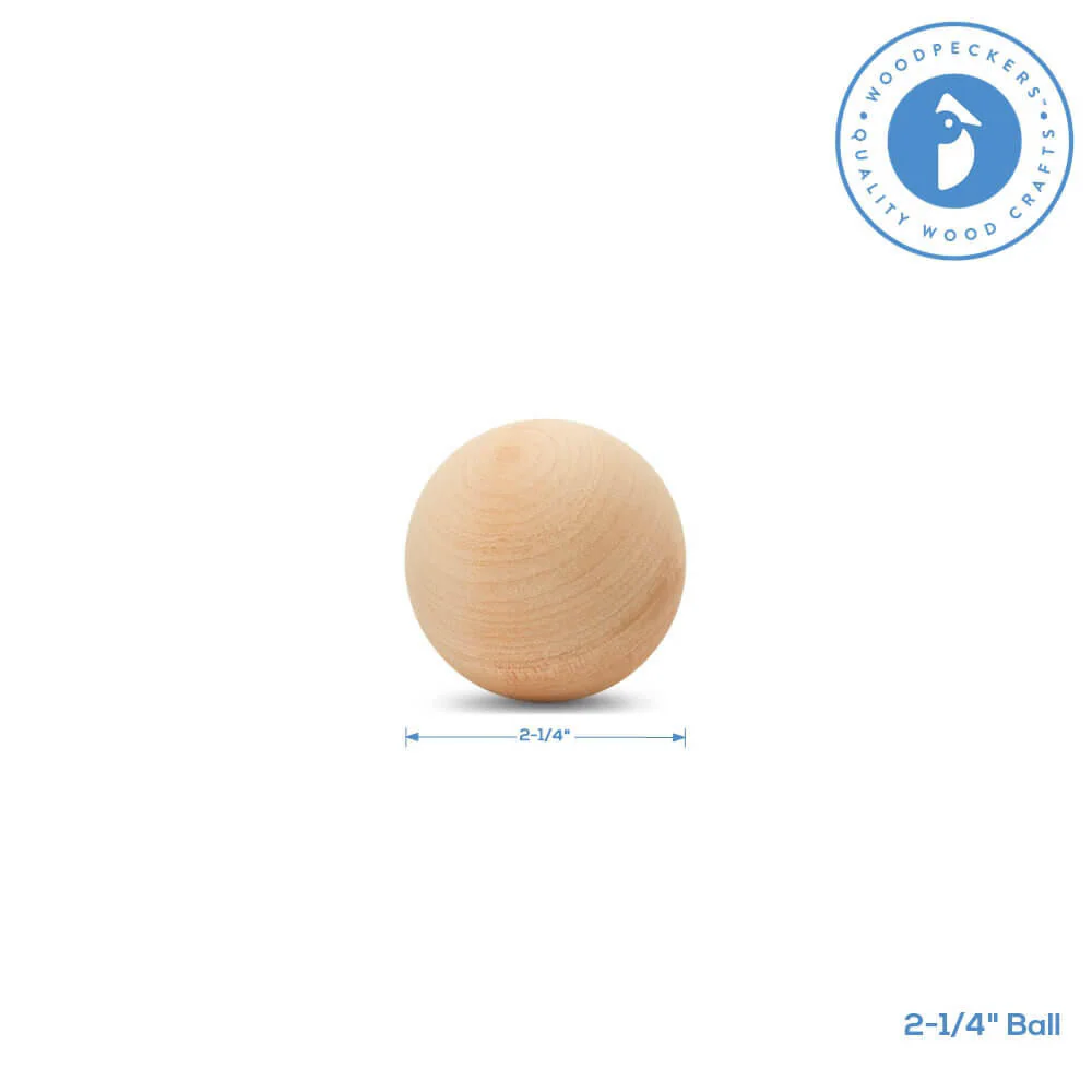 2-1/4" Round Wood Ball - Image 5