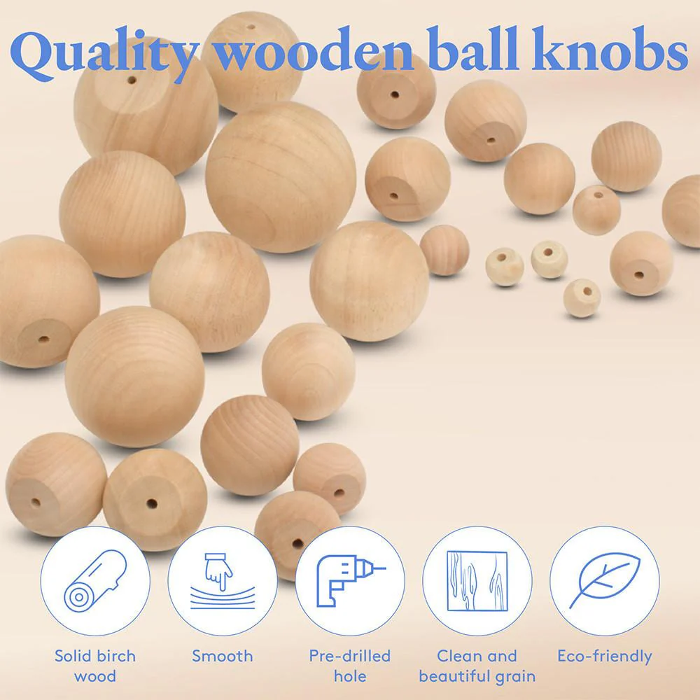 2-1/4" Wooden Ball Knob - Image 3