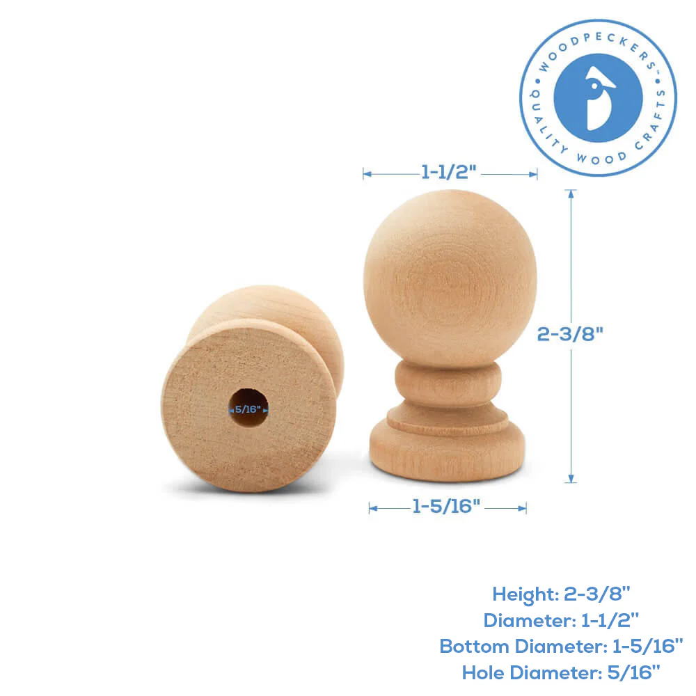 Orb-Style 2-3/8" Wood Finial - Image 5