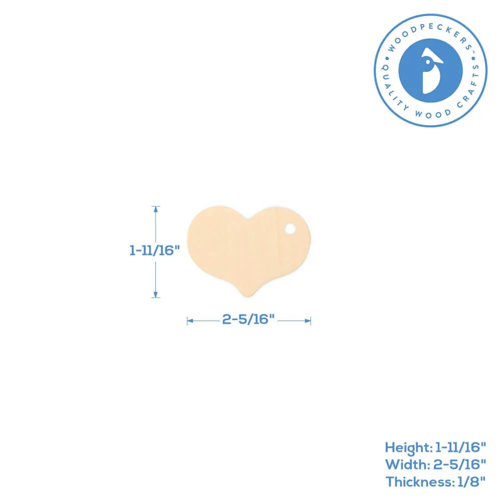 2- 5/16" Wooden Heart Gift Tag - Image 4
