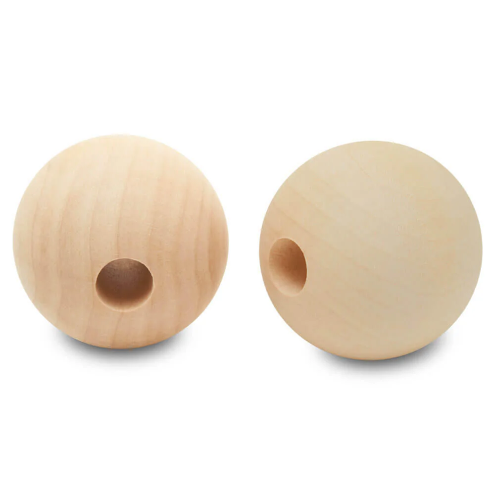 2" Wood Ball Bead, 1/2" Hole - Image 2