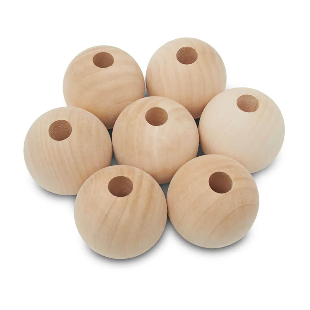 2" Wood Ball Bead, 1/2" Hole - Image 3