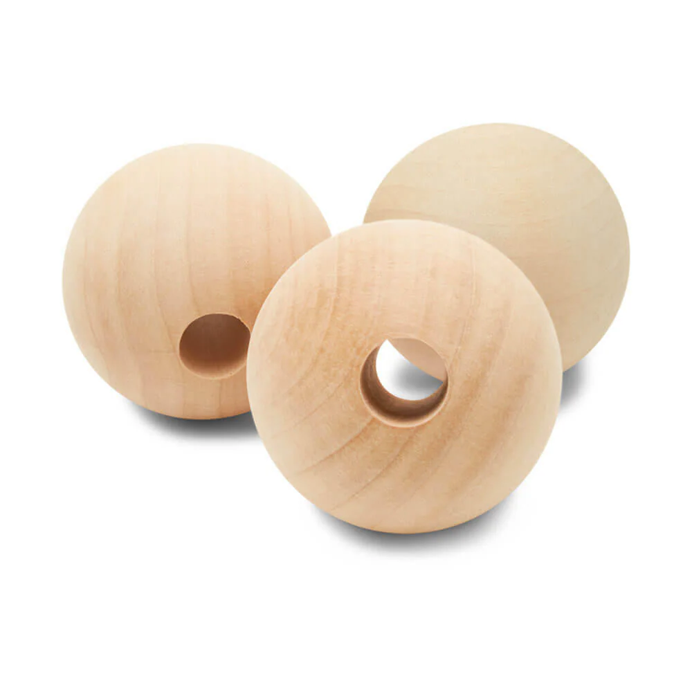 2" Wood Ball Bead, 1/2" Hole - Image 4