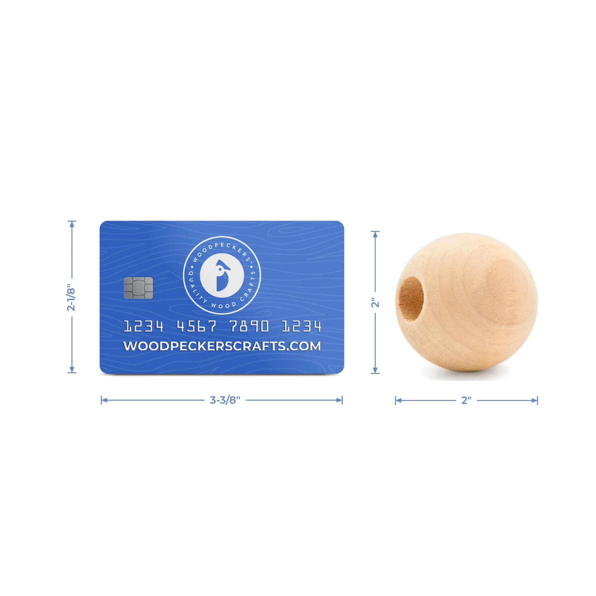 2" Wood Ball Bead, 1/2" Hole - Image 6