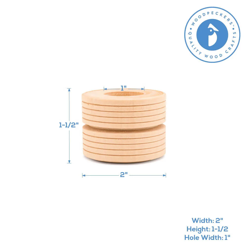 2" Wooden Dual Treaded Wheel - Image 4