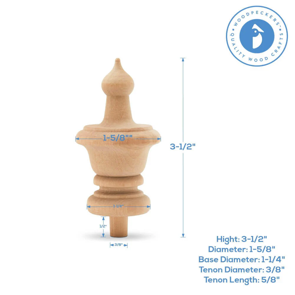 Traditional Tiered 3-1/2" Wood Finial - Image 4