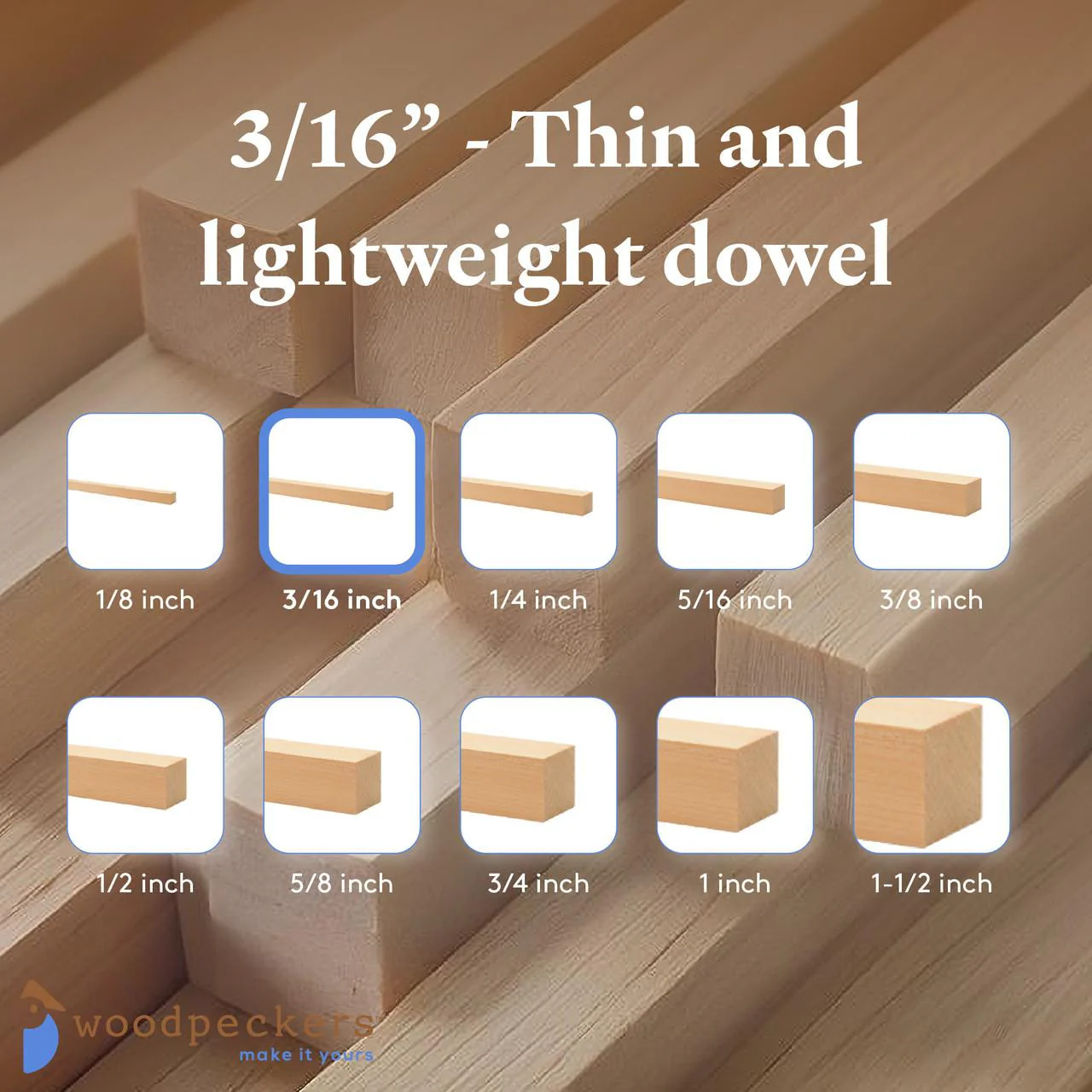 3/16" x 12" Square Dowel - Image 7