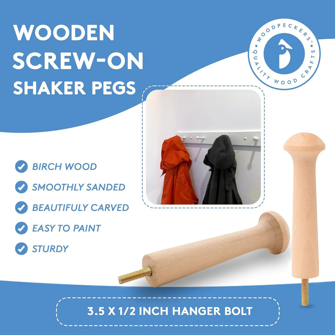 3-3/4" Shaker Peg with #8 Flat Tip Screw - Image 4