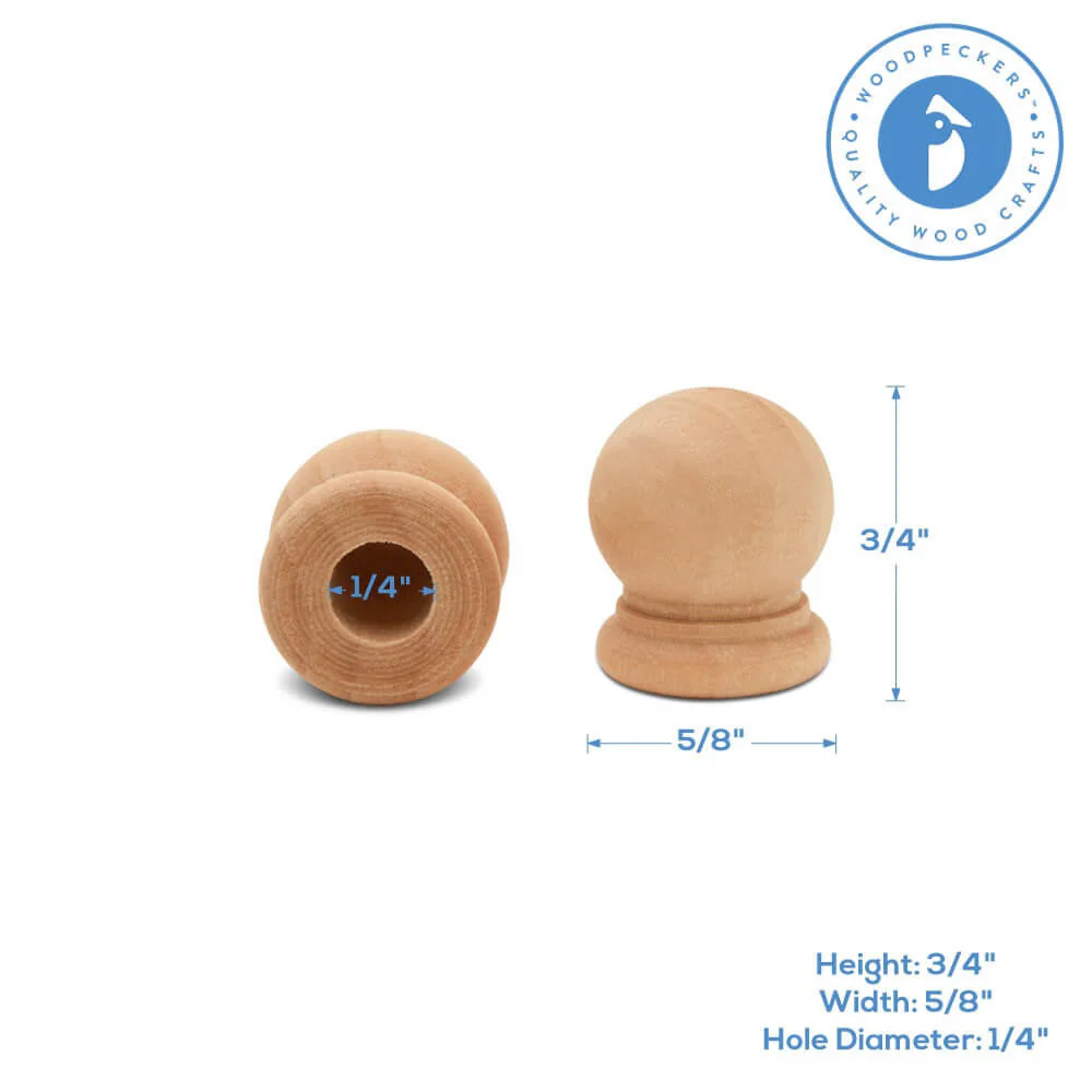 Pedestal Ball 3/4" Wood Finial - Image 3