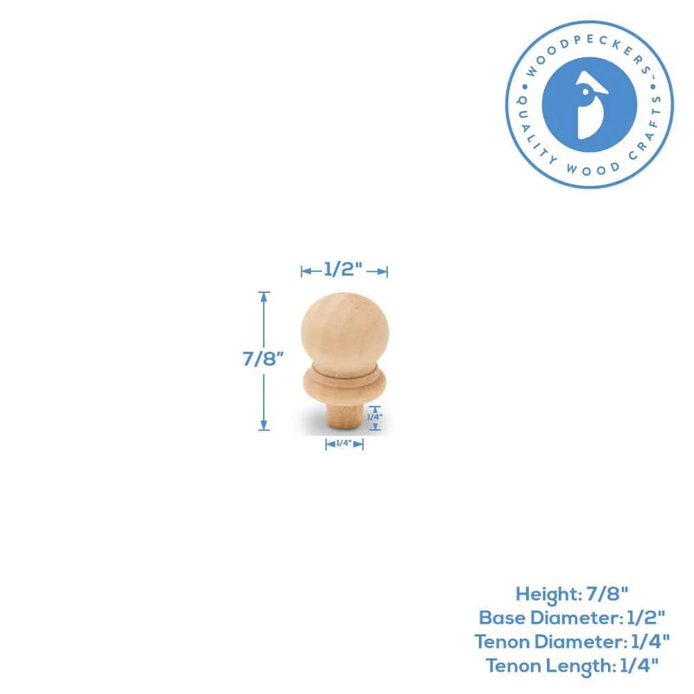 Mini Cap 3/4" Wood Finial - Image 3